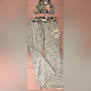 PINK 🌸🩶V.S Tropical 🌴Island logo & fold-over waist with Hibiscus Hawaiian detail